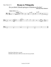 Partition basse Tuba 4 (F), Hymn to Wikipedia, D major, Matthews, John-Luke Mark