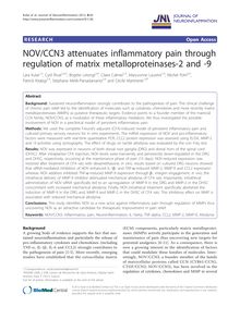 NOV/CCN3 attenuates inflammatory pain through regulation of matrix metalloproteinases-2 and -9