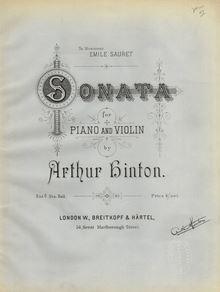 Partition couverture couleur, violon Sonata, B♭ major, Hinton, Arthur
