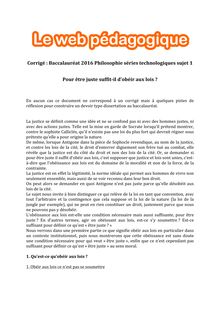 Baccalauréat Philosophie 2016 - Séries technologiques - Sujet 1