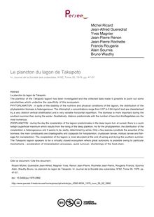 Le plancton du lagon de Takapoto - article ; n°62 ; vol.35, pg 47-57