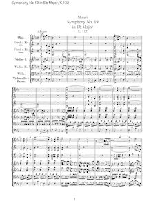 Partition complète, Symphony No.19, E♭ major, Mozart, Wolfgang Amadeus