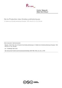 De la Protection des Grottes préhistoriques - article ; n°4 ; vol.30, pg 235-238