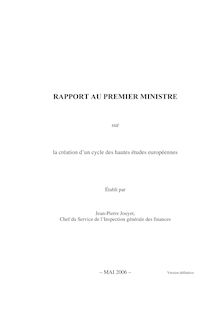 Rapport au Premier ministre sur la création d un cycle des hautes études européennes