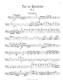 Partition de violoncelle, corde Trio, E♭ major, Beethoven, Ludwig van