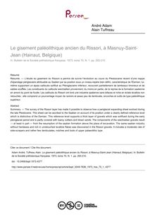 Le gisement paléolithique ancien du Rissori, à Masnuy-Saint-Jean (Hainaut, Belgique) - article ; n°1 ; vol.70, pg 293-310