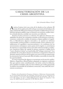 Caracterización de la crisis argentina (An Approach to Argentina s Crisis )