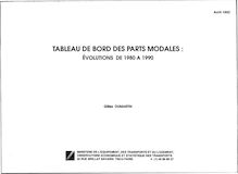 Tableau de bord des parts modales. Evolution 1980-1990.- Edition 1992