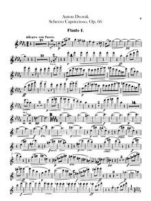 Partition flûte 1, 2, Scherzo capriccioso, D♭ major, Dvořák, Antonín