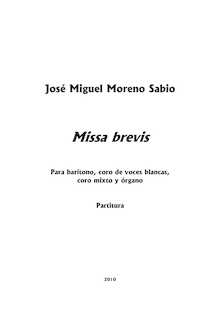 Partition complète, Missa brevis, Moreno Sabio, José Miguel