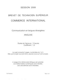 Anglais 2008 BTS Commerce international à référentiel Européen