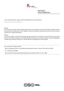 Les industries agro-alimentaires limousines - article ; n°1 ; vol.168, pg 623-627