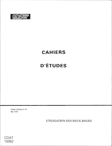 Cahiers d études ONSER du numéro 1 à 66 (1962-1985) - Récapitulatif. : - FLEURY (D) - Utilisation des deux-roues - Cahiers d études n°49 - mai 1980