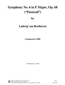 Partition complète, Symphony No.6, Pastoral, F major, Beethoven, Ludwig van par Ludwig van Beethoven