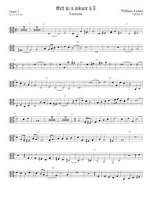 Partition ténor viole de gambe 2, alto clef, Airs et Fantasia pour 5 violes de gambe par William Lawes
