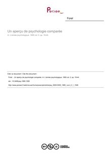 Un aperçu de psychologie comparée - article ; n°1 ; vol.2, pg 18-44