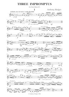 Partition complète, 3 Impromptus pour Solo cor, Hedges, Anthony