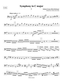Partition violoncelle, Symphony No.4, C major, Albrechtsberger, Johann Georg