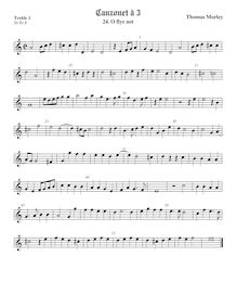 Partition Treble1 viole de gambe, chansonnettes, ou Little Short chansons to Three Voyces par Thomas Morley