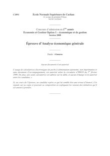 Analyse d Economie Générale 2008 Ecole Normale Supérieure (Cachan)