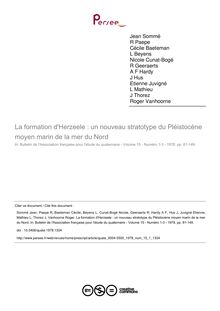 La formation d Herzeele : un nouveau stratotype du Pléistocène moyen marin de la mer du Nord - article ; n°1 ; vol.15, pg 81-149