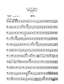 Partition timbales, Magnificat, D major, Bach, Carl Philipp Emanuel