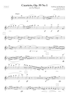 Partition violon 1, corde quatuor No. 7, First Rasumowsky-Quartet