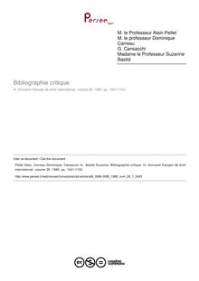 Bibliographie critique  ; n°1 ; vol.26, pg 1041-1102