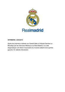 Real Madrid : lésion musculaire pour Bale