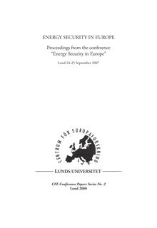 ENERGY SECURITY IN EUROPE Proceedings from the conference ...