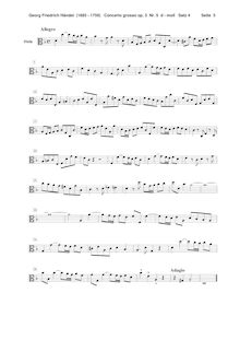 Partition altos, Concerto Grosso en D minor, HWV 316, D minor, Handel, George Frideric par George Frideric Handel