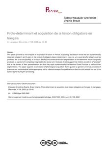Proto-déterminant et acquisition de la liaison obligatoire en français - article ; n°158 ; vol.39, pg 53-65