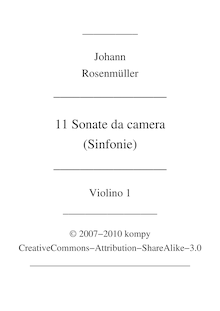 Partition violons I, Sonate e Sinfonie da camera, Rosenmüller, Johann