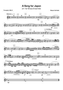 Partition trompette 3 en B♭, A Song pour Japan, Verhelst, Steven par Steven Verhelst