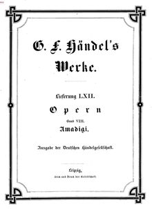 Partition complète, Amadigi di Gaula, Amadis, Handel, George Frideric par George Frideric Handel