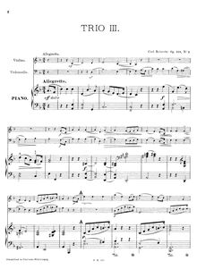 Partition , Trio en F major (score et parties), 3 Easy Piano Trios, Op.159