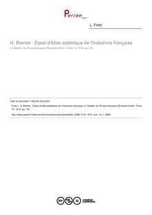 H. Brenier : Essai d Atlas statistique de l Indochine française - article ; n°1 ; vol.14, pg 7-8