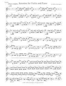 Partition de violon, Sonatina pour violon et Piano, Harrington, Jeffrey Michael