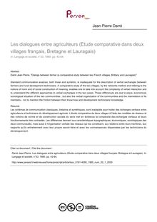 Les dialogues entre agriculteurs (Etude comparative dans deux villages français, Bretagne et Lauragais) - article ; n°1 ; vol.33, pg 43-64