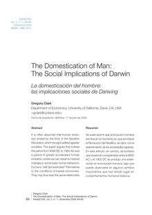 The Domestication of Man: The Social Implications of Darwin