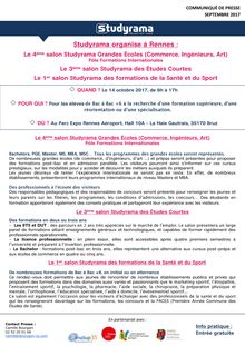 Studyrama organise trois salons d orientation à Rennes le 14 octobre 