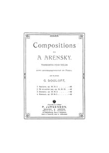 Partition de piano et partition de violon, 24 Morceaux caractéristiques par Anton Arensky