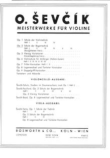 Partition , partie 1, School of Bowing Technique Op.2 pour violoncelle