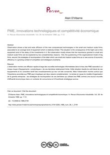 PME, innovations technologiques et compétitivité économique - article ; n°1 ; vol.38, pg 1-12
