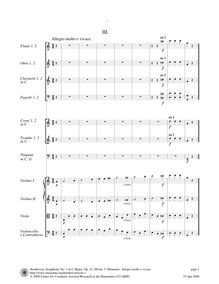 Partition , Menuetto: Allegro molto e vivace, Symphony No.1 en C, Op.21