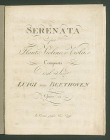 Partition parties complètes, Serenade, D major, Beethoven, Ludwig van par Ludwig van Beethoven