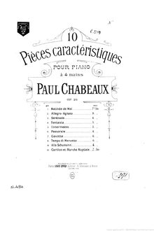 Partition No.6 Pastorale, 10 Pièces caractéristiques, Chabeaux, Paul