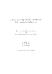 A polynomial algorithm for a NP-hard to solve optimization problem [Elektronische Ressource] / vorgelegt von Stefan Eberle