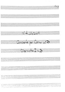 Partition clarinette 2 (B♭), cor Concerto, E♭ major, Mozart, Wolfgang Amadeus