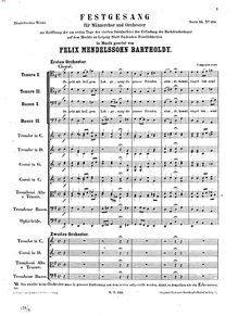 Partition complète, Festgesang, WoO 9, Festgesang für Männerchor und Orchester, WoO 9 par Felix Mendelssohn